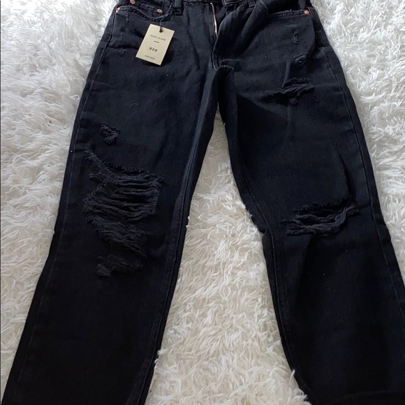 River Island Distressed Black Mom Jeans, New - Picture 6 of 8